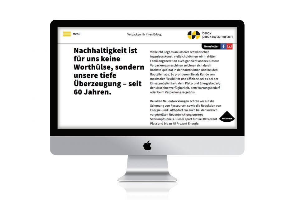 beck Packautomaten // Website