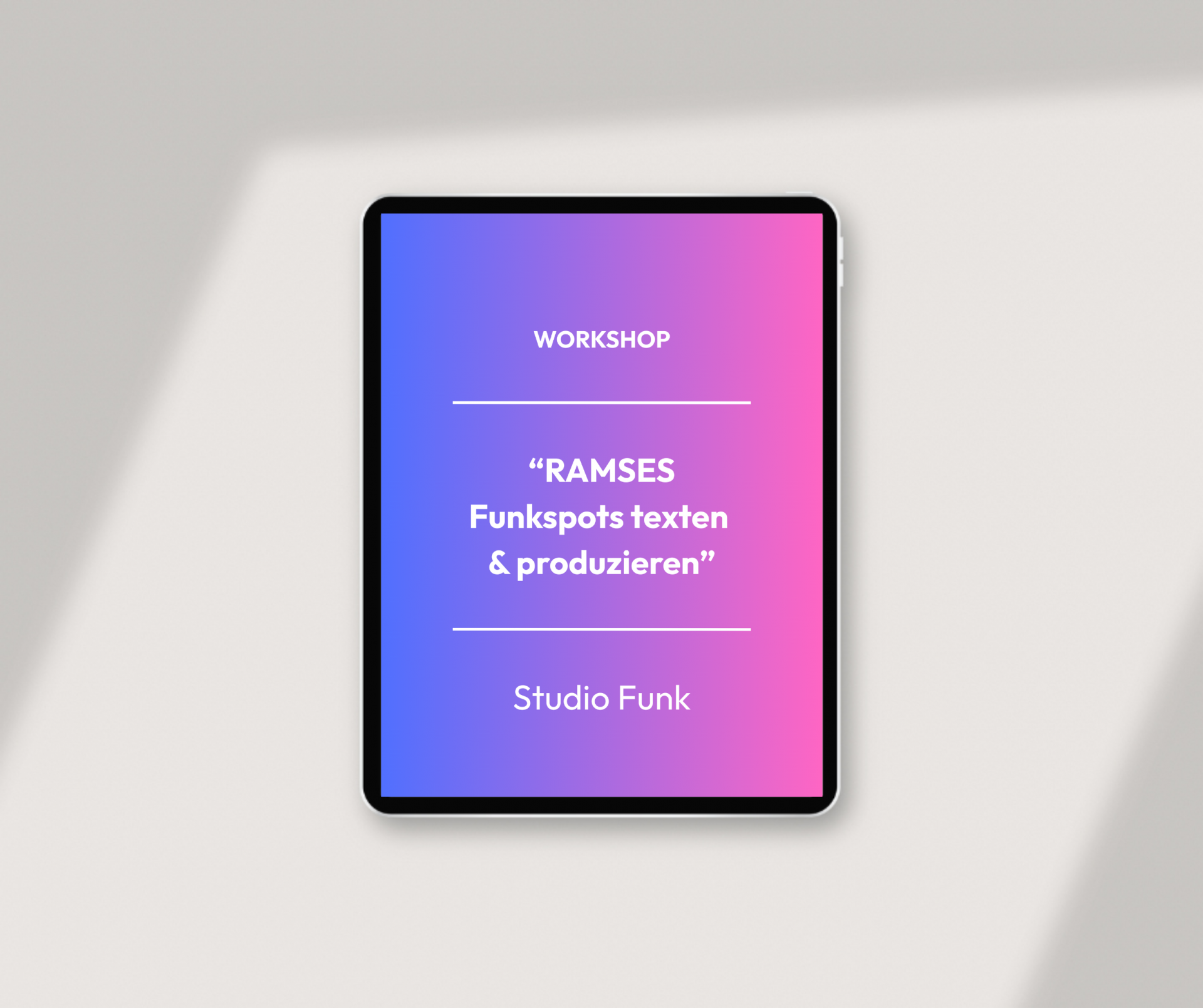 Workshop – Ramses Funkspots (Studio Funk)